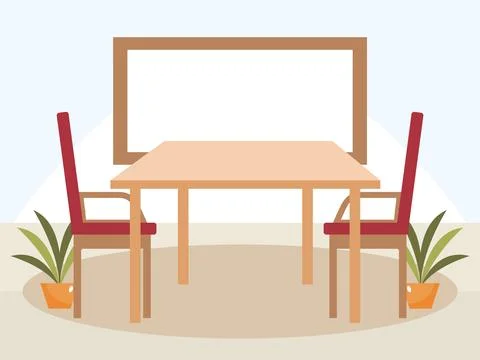 Square Dining Table Concept Illustration Stock Illustration