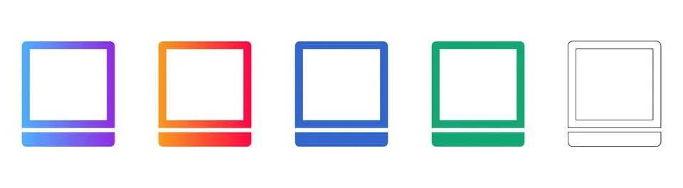 Square Display UI Elements Icon Set Stock Illustration
