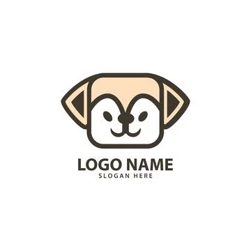 Square dog face logo design vector Illustrazione stock