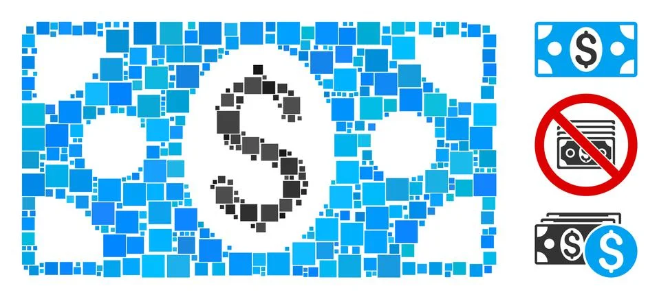 Square Dollar Banknote Icon Vector Mosaic Stockillustratie