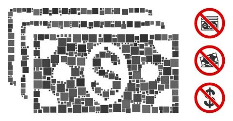 Square Dollar Banknotes Icon Vector Mosaic イラスト素材