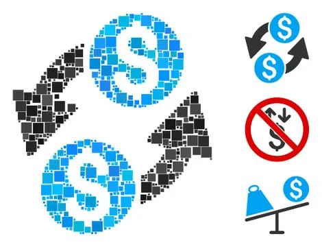 Square Dollar Exchange Icon Vector Collage Stock Illustration