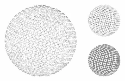 Square Dotted Abstract Sphere Vector Mesh 2D Model and Triangle Mosaic Icon イラスト素材