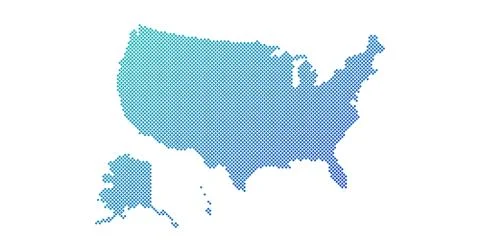 Square Dotted gradient USA map for backgrounds, brochures web. vector Stock Illustration