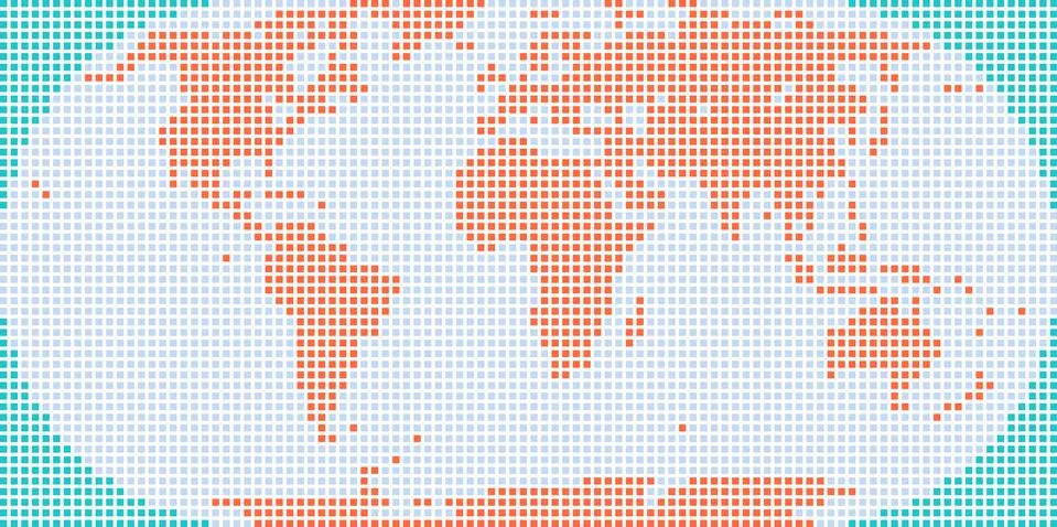 Square Dotted World Map Stock-Illustration
