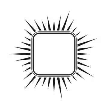 Square with a double frame and rays, an empty outline. Stock simple illustrat Stock-Illustration