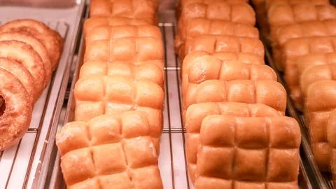 Square Doughnut with Distinct Pressed Checkered Pattern Stock Photos