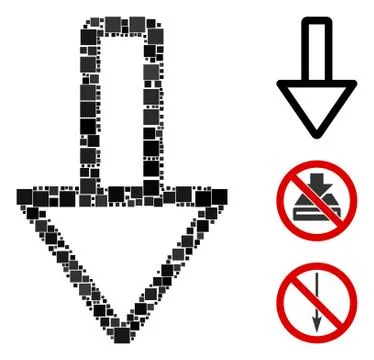 Square Down Icon Vector Collage Stock Illustration