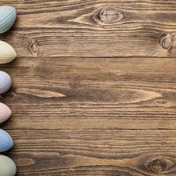 Square Easter background pastel eggs 스톡 사진