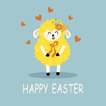 Square easter banner with cute sheep Stock Illustration
