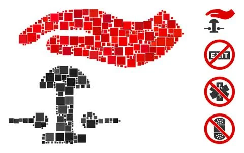 Square Emergency Stop Icon Vector Mosaic Stock Illustration