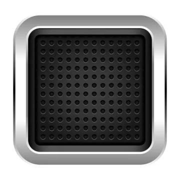 Square empty chrome metal icon with texture Stock Illustration