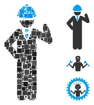 Square Engineer Icon Vector Mosaic Stock Illustration