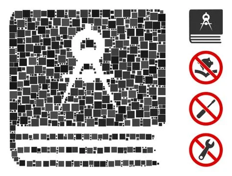 Square Engineering Book Icon Vector Collage Stock Illustration