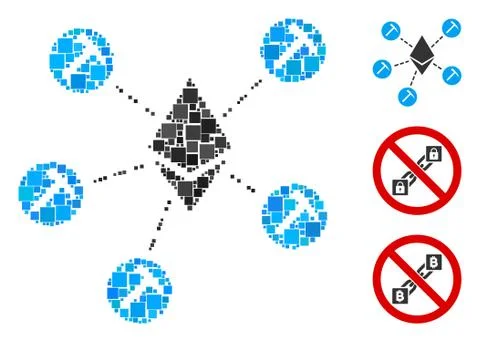 Square Ethereum Mining Pool Icon Vector Mosaic Illustrazione stock