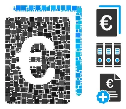 Square Euro Document Icon Vector Collage Stock Illustration