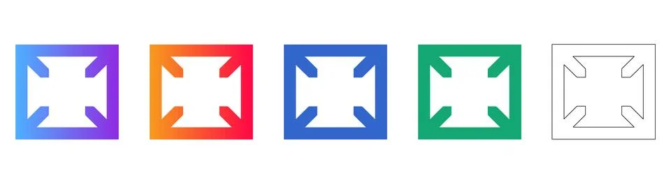 Square Expanding Frame Icons Set Stock Illustration