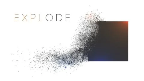 Square explosion with abstract burst. Vector particles of black shape broken Stock Illustration