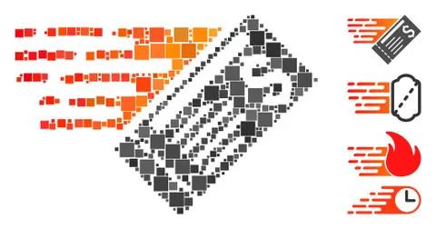 Square Express Cheque Icon Vector Collage Stock Illustration