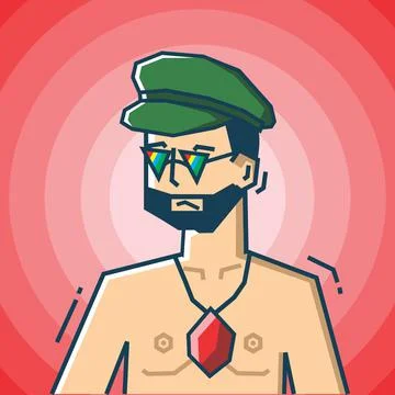 Square face Character in stiff art style illustration Stock Illustration