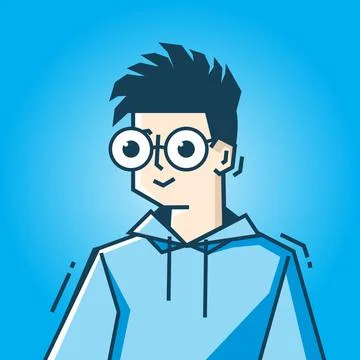 Square face Character in stiff art style illustration Stock Illustration