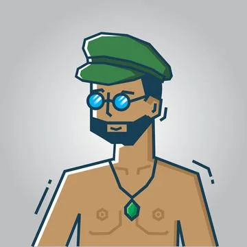 Square face Character in stiff art style illustration Stock Illustration