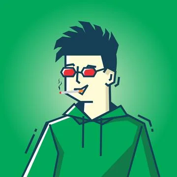Square face Character in stiff art style illustration Stock Illustration