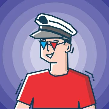 Square face Character in stiff art style illustration Stock Illustration