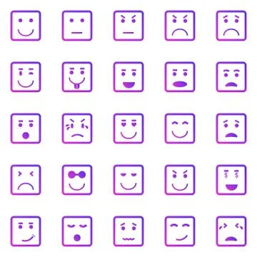 Square face gradient icons on white background Stock Illustration