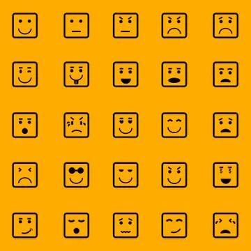 Square face icons on orange background Stock-Illustration