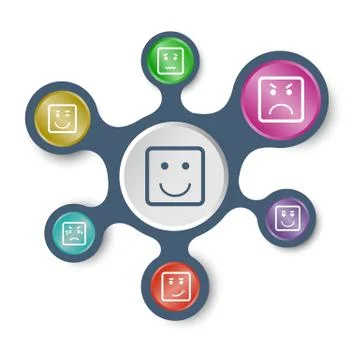 Square face infographic templates with connected metaballs Stock Illustration