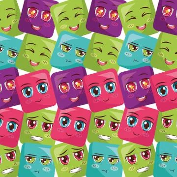 Square faces anime expression Illustrazione stock