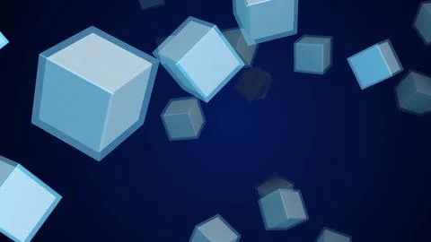 Square falling on blue background Stock Illustration
