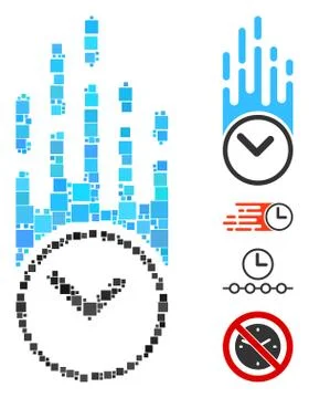 Square Falling Clock Icon Vector Mosaic Stock Illustration