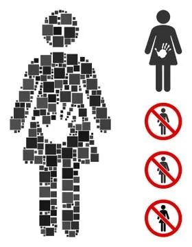 Square Female Harassment Icon Vector Collage Stock Illustration
