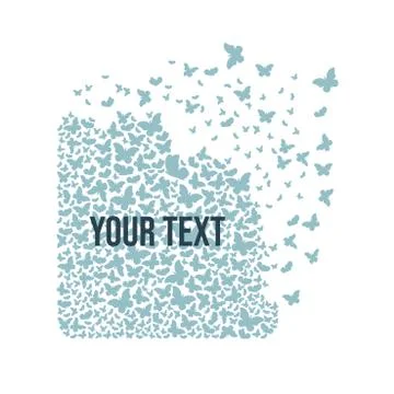A square figure from a cloud of butterflies with effect of destruction. Dispe Stock Illustration