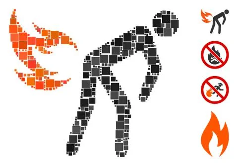 Square Fire Farting Icon Vector Mosaic Stock Illustration