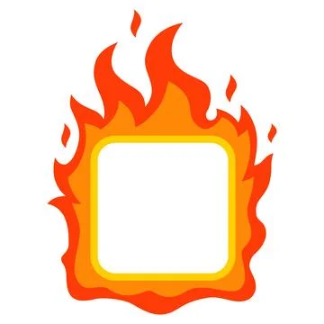 Square fire frame on white background. Stock Illustration