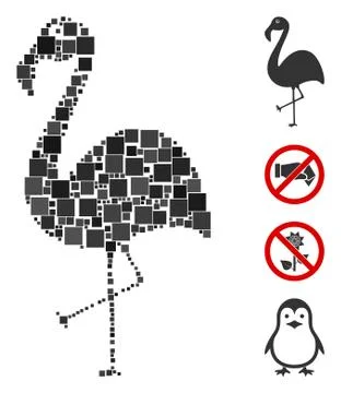 Square Flamingo Icon Vector Mosaic Stock Illustration