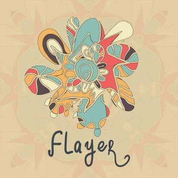 Square Flayer template design. Abstract Retro Ornate Mandala Background for Stock Illustration