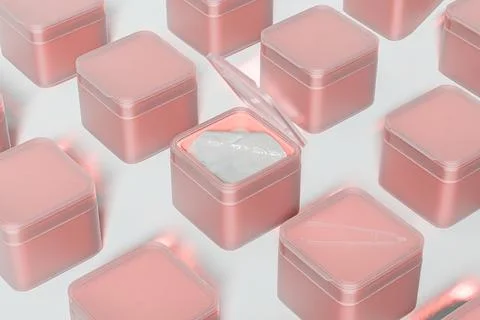 Square Flip Top Cap Cosmetic Jars With Tweezer mockup, facial toner Illustrazione stock