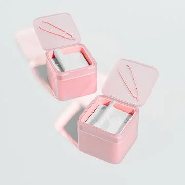 Square Flip Top Cap Cosmetic Jars With Tweezer mockup, facial toner Stock Illustration