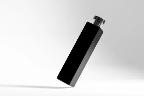 Square flipcap bottle mockup, black rectangular shape sqeeze bottle packaging イラスト素材