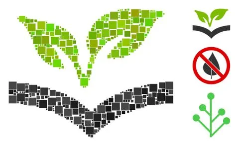 Square Flora Knowledge Icon Vector Mosaic 스톡 일러스트