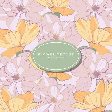 Square floral background with yellow and pink flowers. Stock Illustration