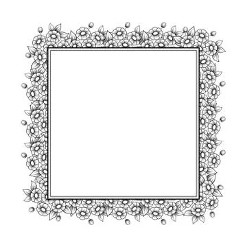 Square floral black frame Stock Illustration
