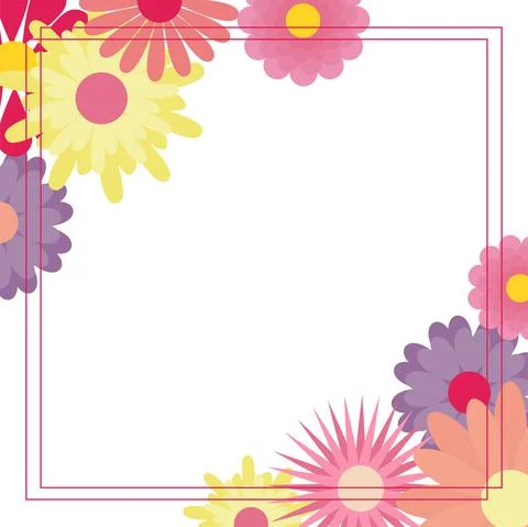 Square floral frame with flowers vector illustration イラスト素材