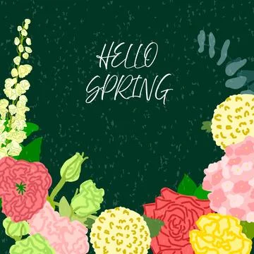 Square floral spring poster 2 Stock Illustration