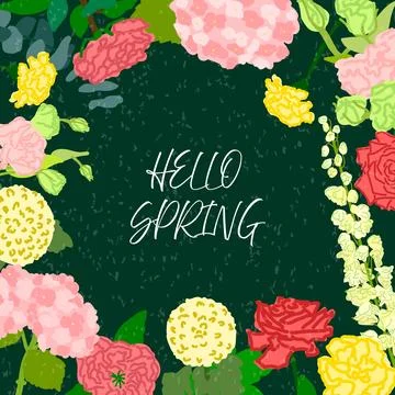 Square floral spring poster Stock Illustration