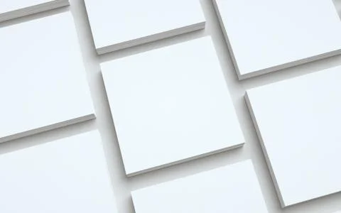 Square Flyer Mock-Up - Multiple Stacks of Flyers. 3D Illustration Stock Illustration